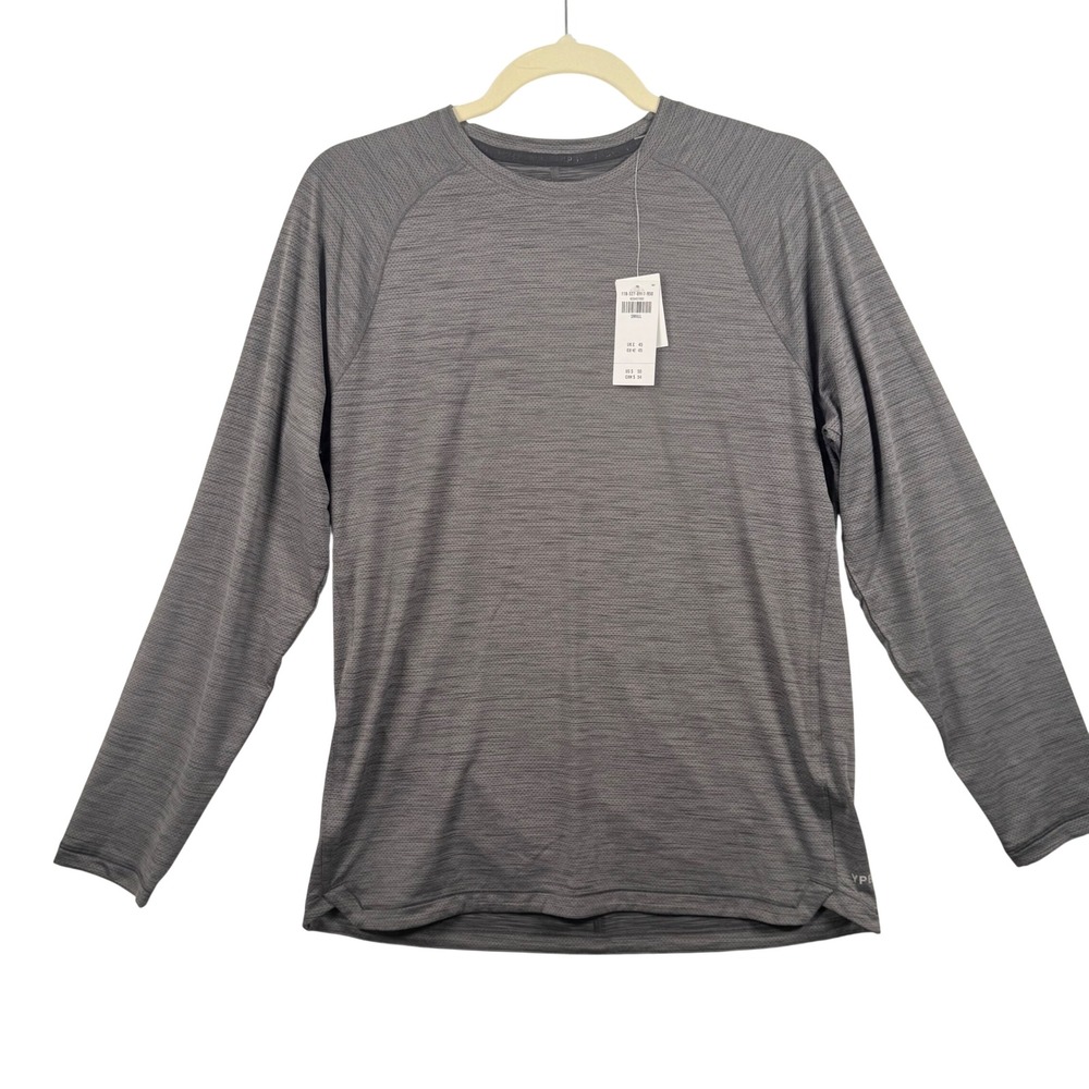 NWT YPB Mens S‎ LS sweatWIK Training Tee Grey 4-Way Stretch Performance Workout